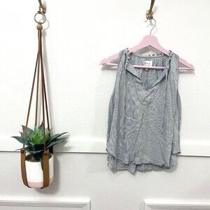 McGuire Denim Vertical Stripe Blue Tie Front Tank Size S